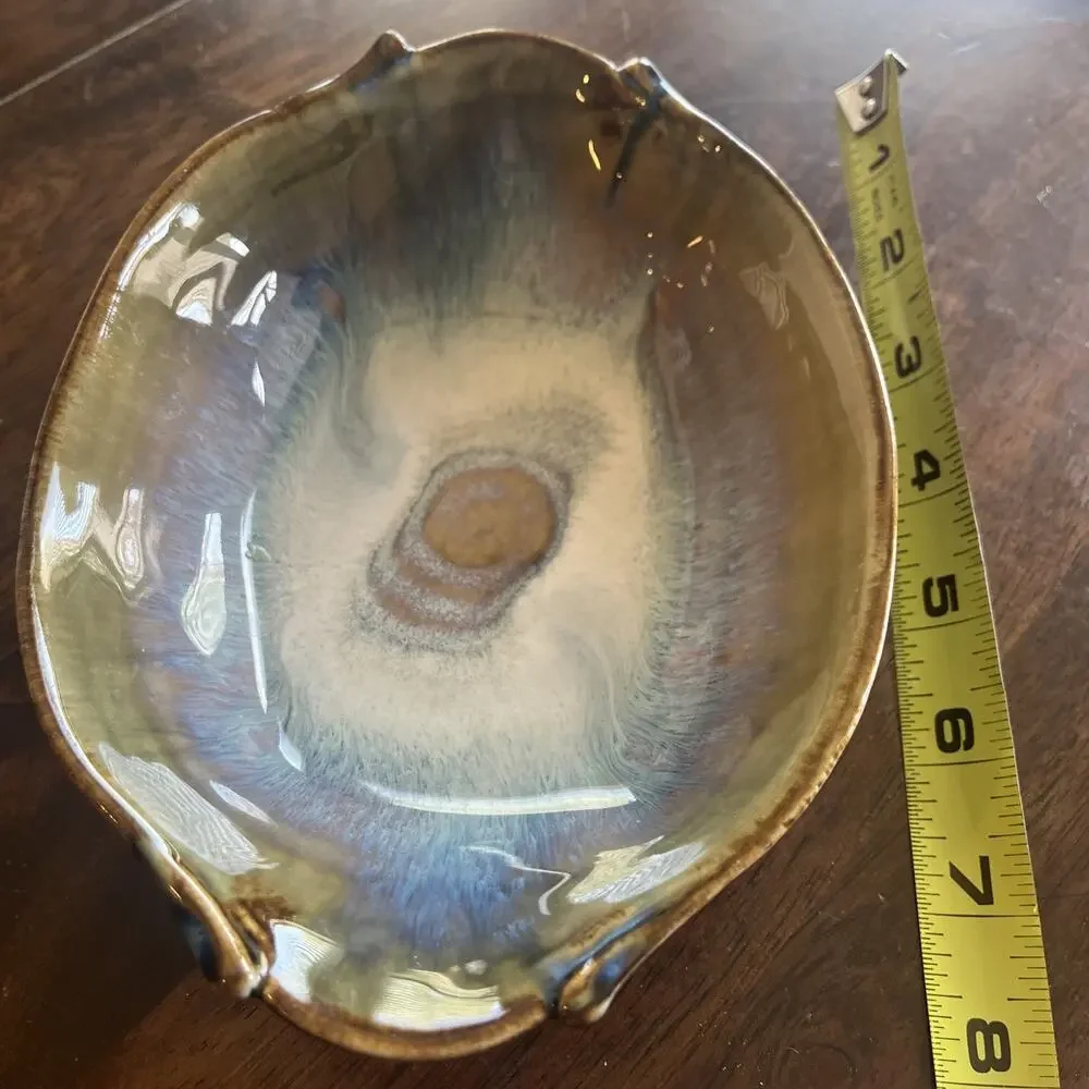 Vintage Bill Campbell Ceramic Leaf Baker Serving Dish - Signed Art Pottery